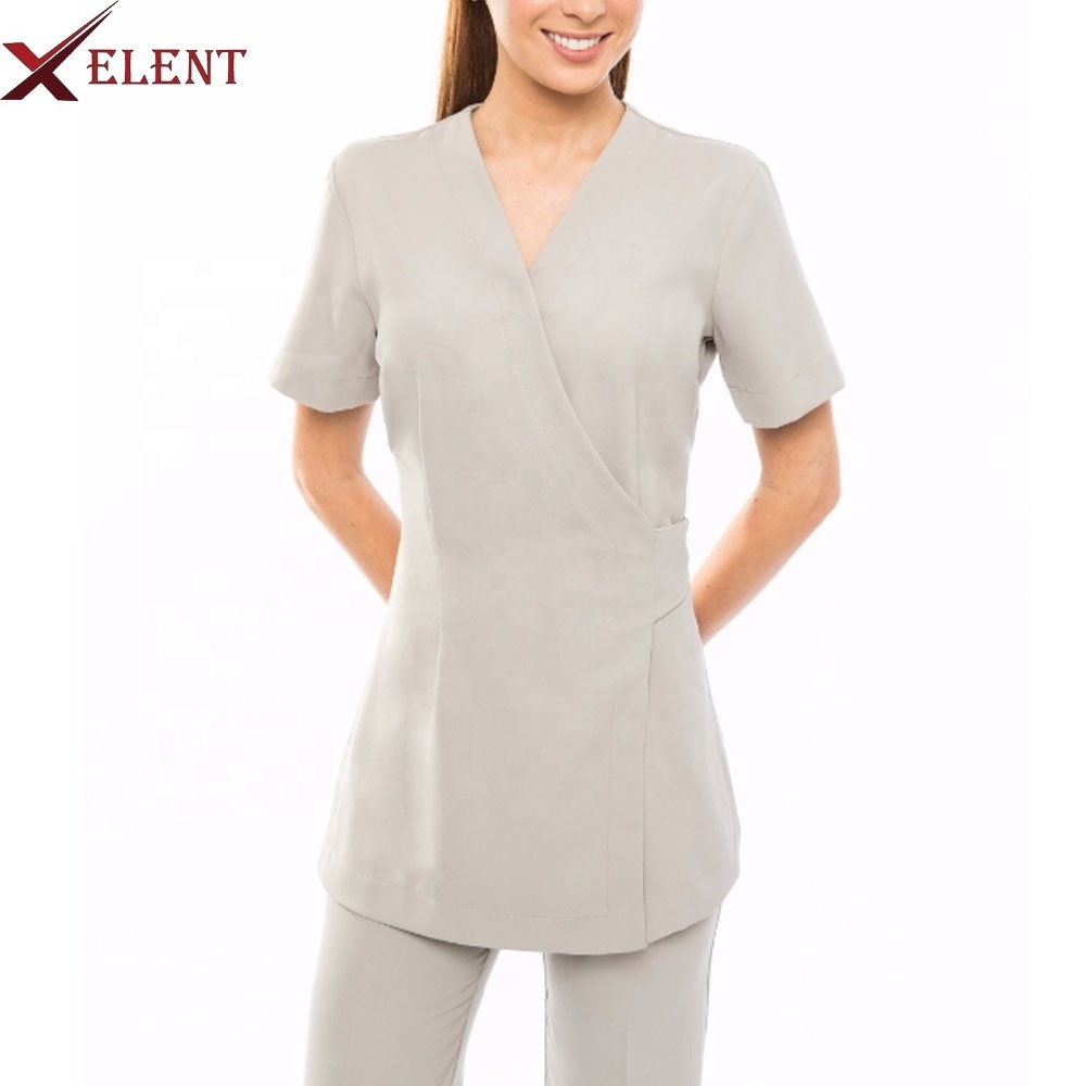 Custom Logo Printed Norwegian Breathable Elegant Spa Beauty Salon Uniform for Spa Uniforms