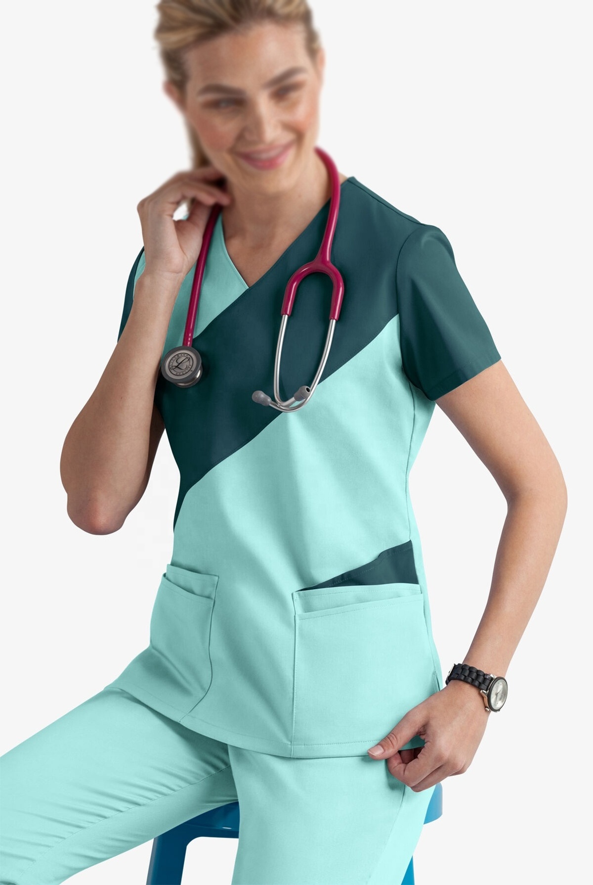 2024 Medical Scrubs Clothing Uniform Dropshipping V Neck Poly Cotton Nursing Uniform Nurse Medical Scrubs Design