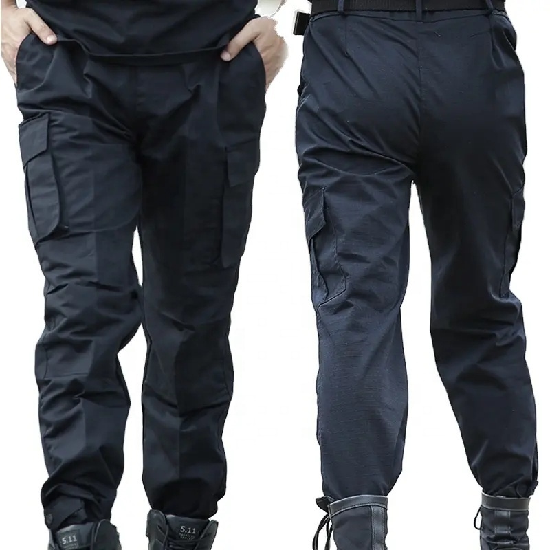 Men's Security Guard Black Pants Outdoor Apparel Water Repellent Ripstop Cargo Lightweight Hiking Work Pants