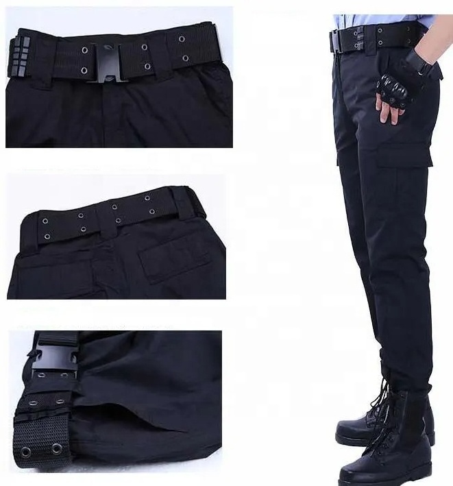 Men's Security Guard Black Pants Outdoor Apparel Water Repellent Ripstop Cargo Lightweight Hiking Work Pants