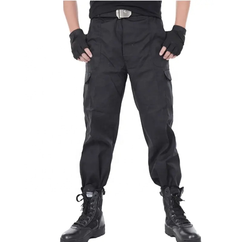 Men's Security Guard Black Pants Outdoor Apparel Water Repellent Ripstop Cargo Lightweight Hiking Work Pants