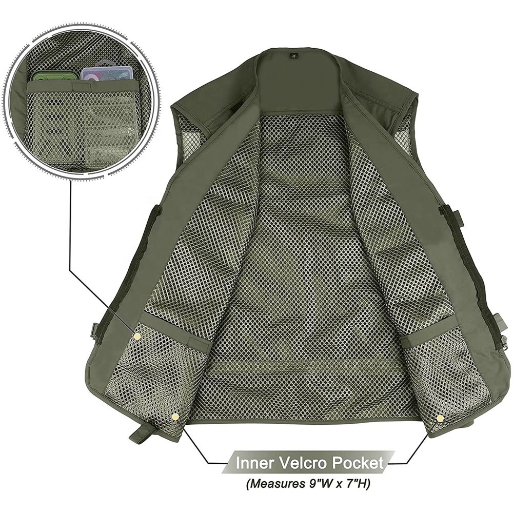 Outdoor Sport Hunting Fishing Sleeveless Vest Mesh Custom Flying Waistcoats Pack Jacket  Fishing vests Jackets