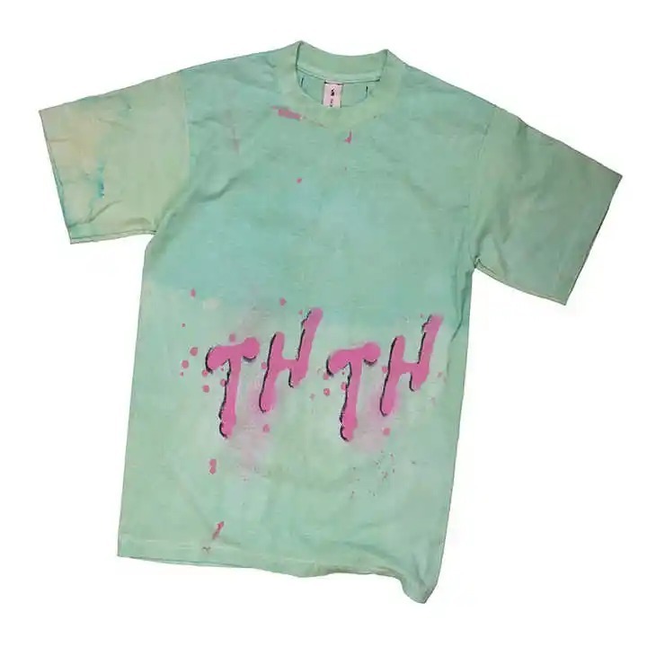 Custom manufacturer logo streetwear tie dye vintage tee wholesale heavyweight paint printing acid wash men's t-shirts