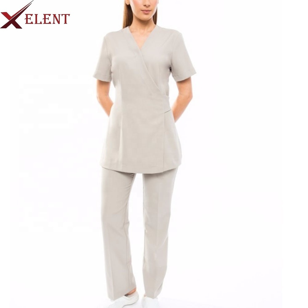 Custom Logo Printed Norwegian Breathable Elegant Spa Beauty Salon Uniform for Spa Uniforms