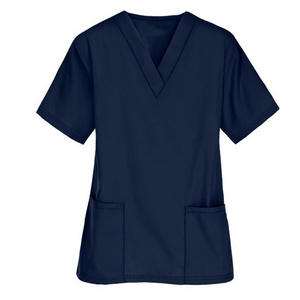 Women Scrub Tops Free Stretchable Scrub Shirt Tops Short Sleeve for Women Uniform Custom Made Size TWILL Cotton Polyester