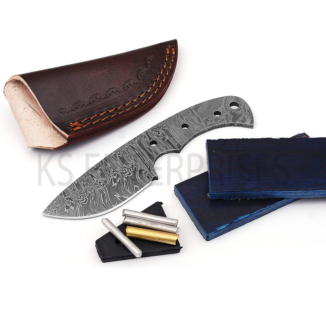 Custom Handmade Damascus Steel Blank Blade Full Tang Knife Making Kits Hunting Knife Fixed Blade Knives Blanks