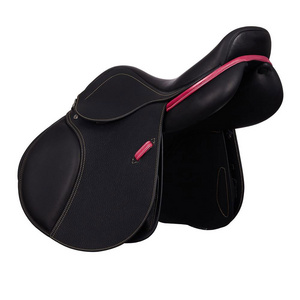 Horse English Saddle All Purpose Premium Leather Jumping Riding Horse SaddleBrown Color Saddles Customize Logo Black Color