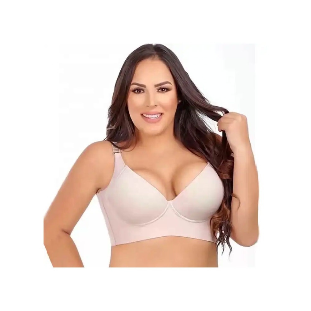 Ladymate ODM/OEM Women Deep Cup Bra Hide Back Fat Full Back Coverage Bra with Shapewear Incorporated Push Up plus size Bras