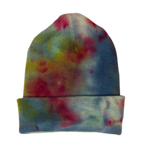 Wholesale All Over Print Tie Dye Head Warmer Knitted Beanies Winter Streetwear Tie Dye Beanie Winter Hats Men Women BFS-BC-004