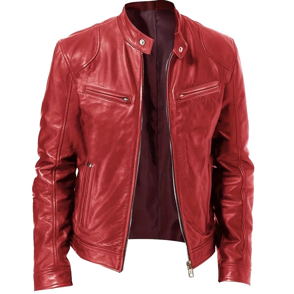 Men's Faux Leather Jacket For Motorcycle New Style Windbreaker Plain Leather Jackets Men Zipper Fashion Wear Motorbike Jackets