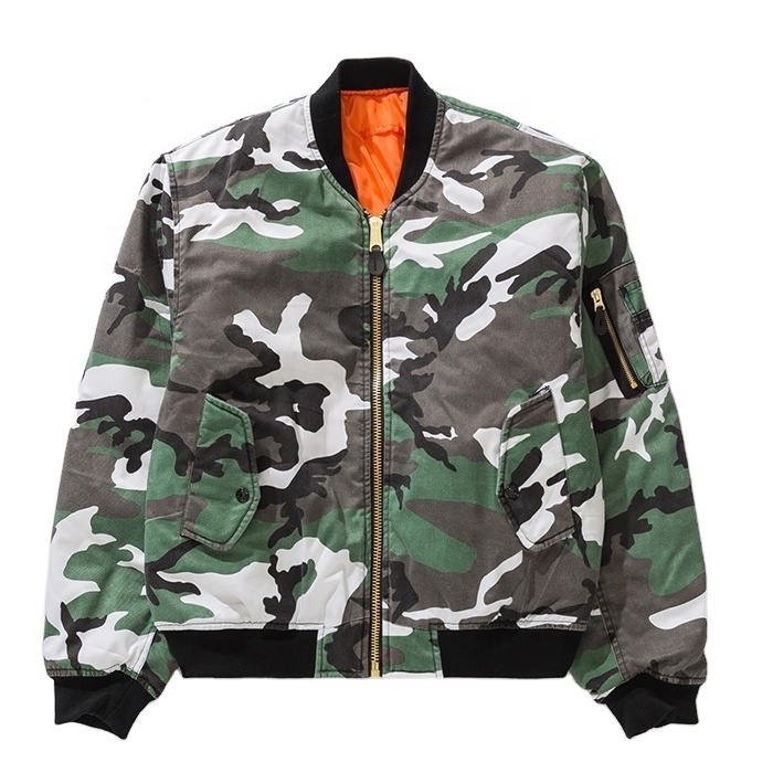 Reversible Bomber Jackets Winter Fashion Camo Designs Bomber Jacket Wholesale Men Nylon Custom Logo Waterproof Bomber Jacket