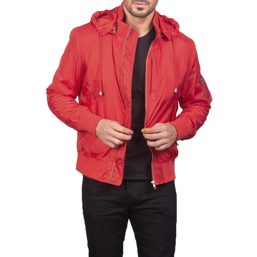 Hot Selling Red Bomber Jacket For Men OEM Street wear Bomber Jacket For Men Custom logo Outdoor Fashion Men's jackets