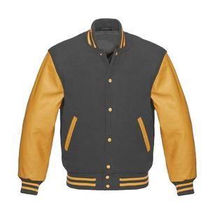 varsity jacket Custom Logo Wool Chenille Embroidery Baseball Letterman Jackets Men Vintage Blank Orange Leather Sleeve