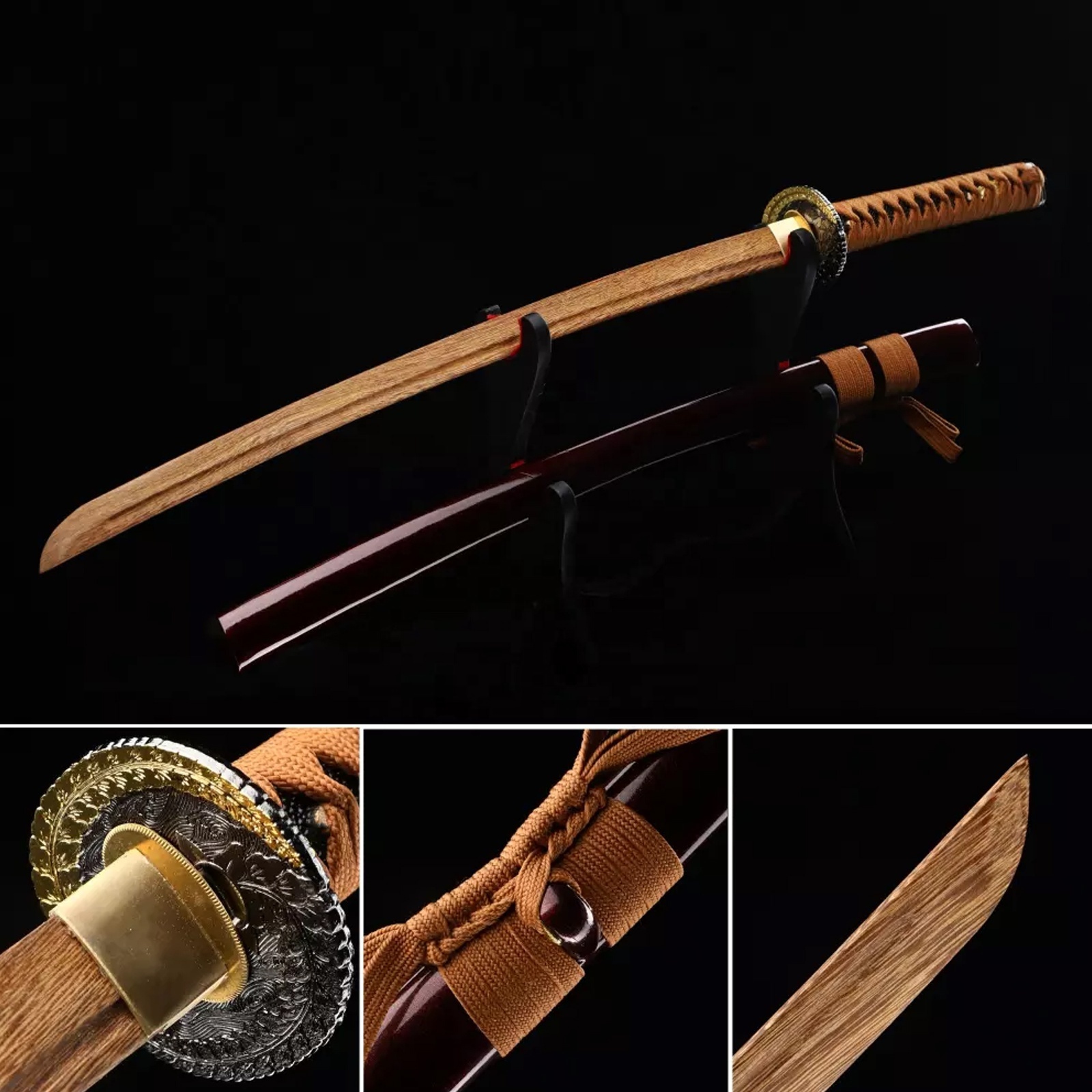 Wooden Katana Training Swords Handmade Japanese Samurai Katana Sword Natural Wood Samurai Katana Training Sword