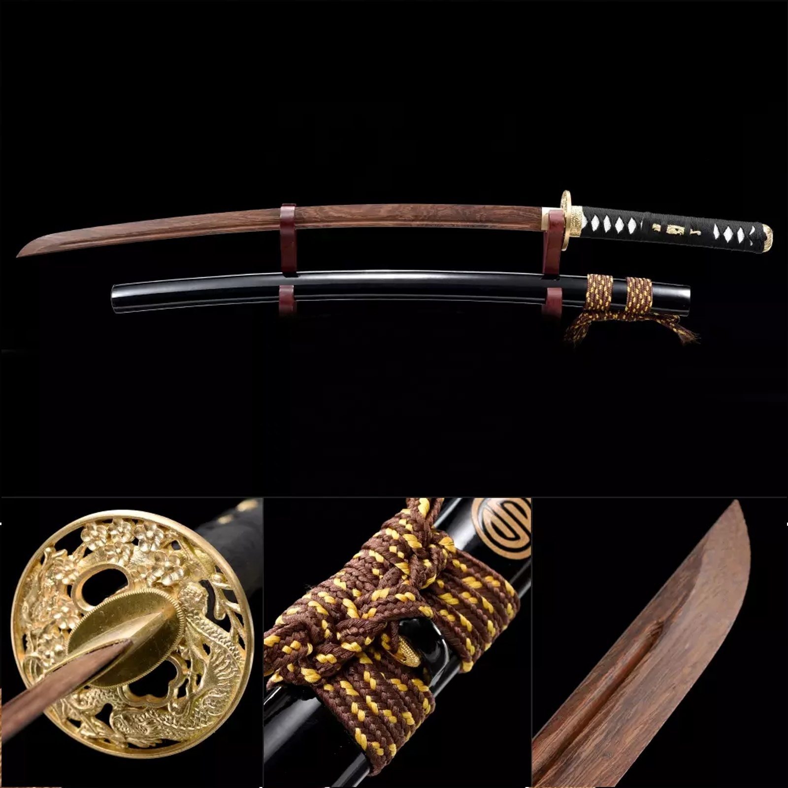 Wooden Katana Training Swords Handmade Japanese Samurai Katana Sword Natural Wood Samurai Katana Training Sword