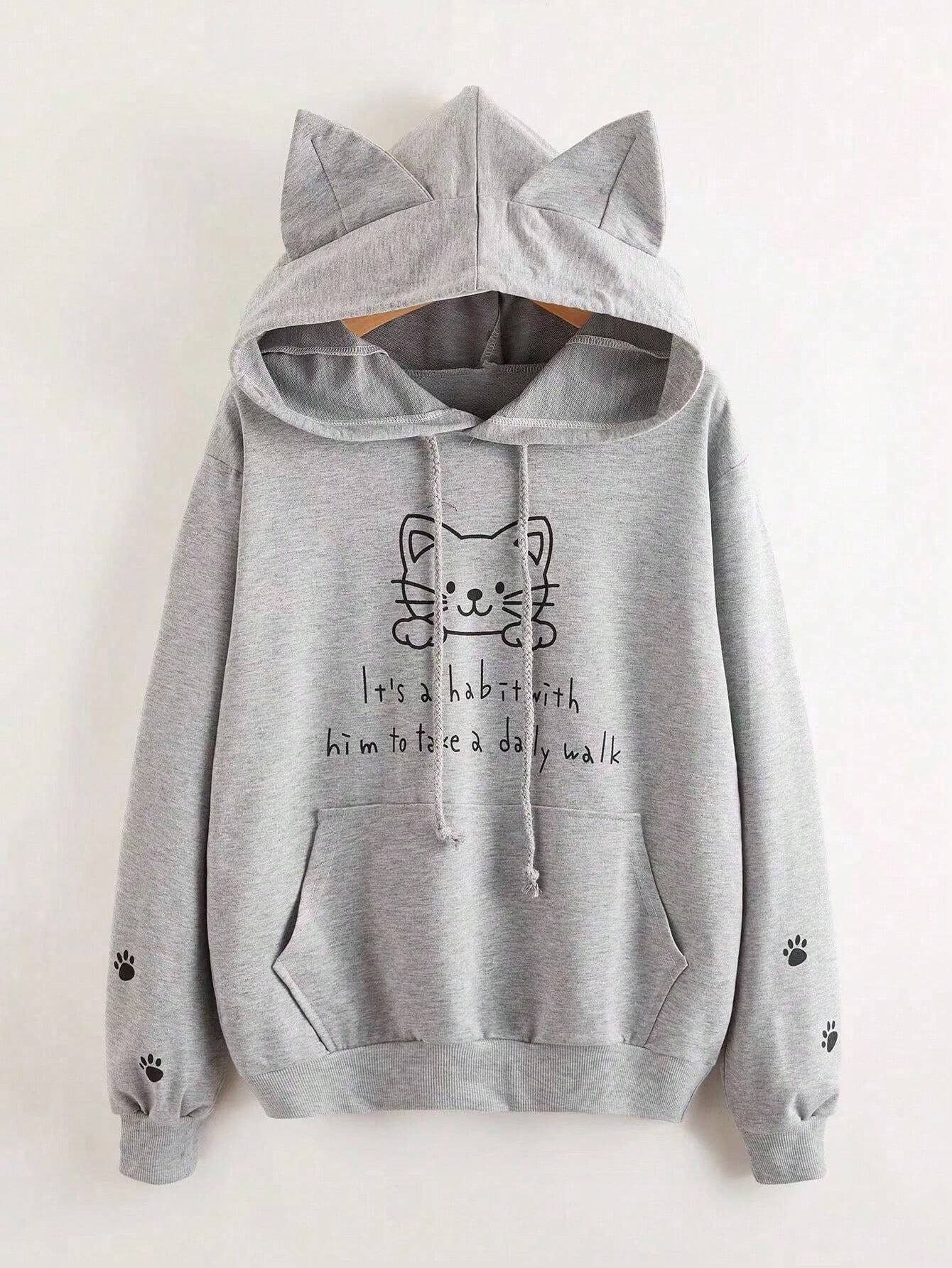 Cat Hoodie With Full Custom Print Best Quality Men Blank Hoodie For Sale Street Wear With Reasonable Price