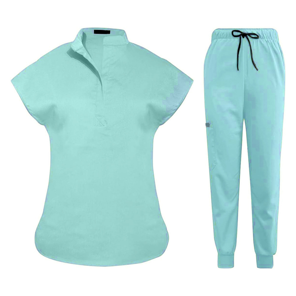 Patient gown suit Disposable scrub suits pajama patient gown with V-collar or round collar