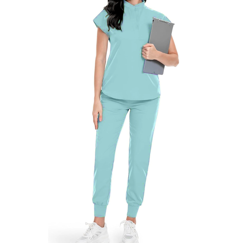 Patient gown suit Disposable scrub suits pajama patient gown with V-collar or round collar