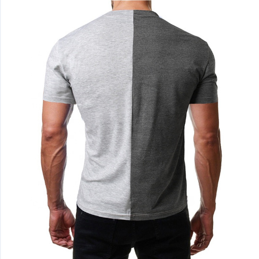 Wholesale New Designer Mens T Shirts Blank Half Black And Half White Cotton Tshirt  Color Two Tone T Shirt