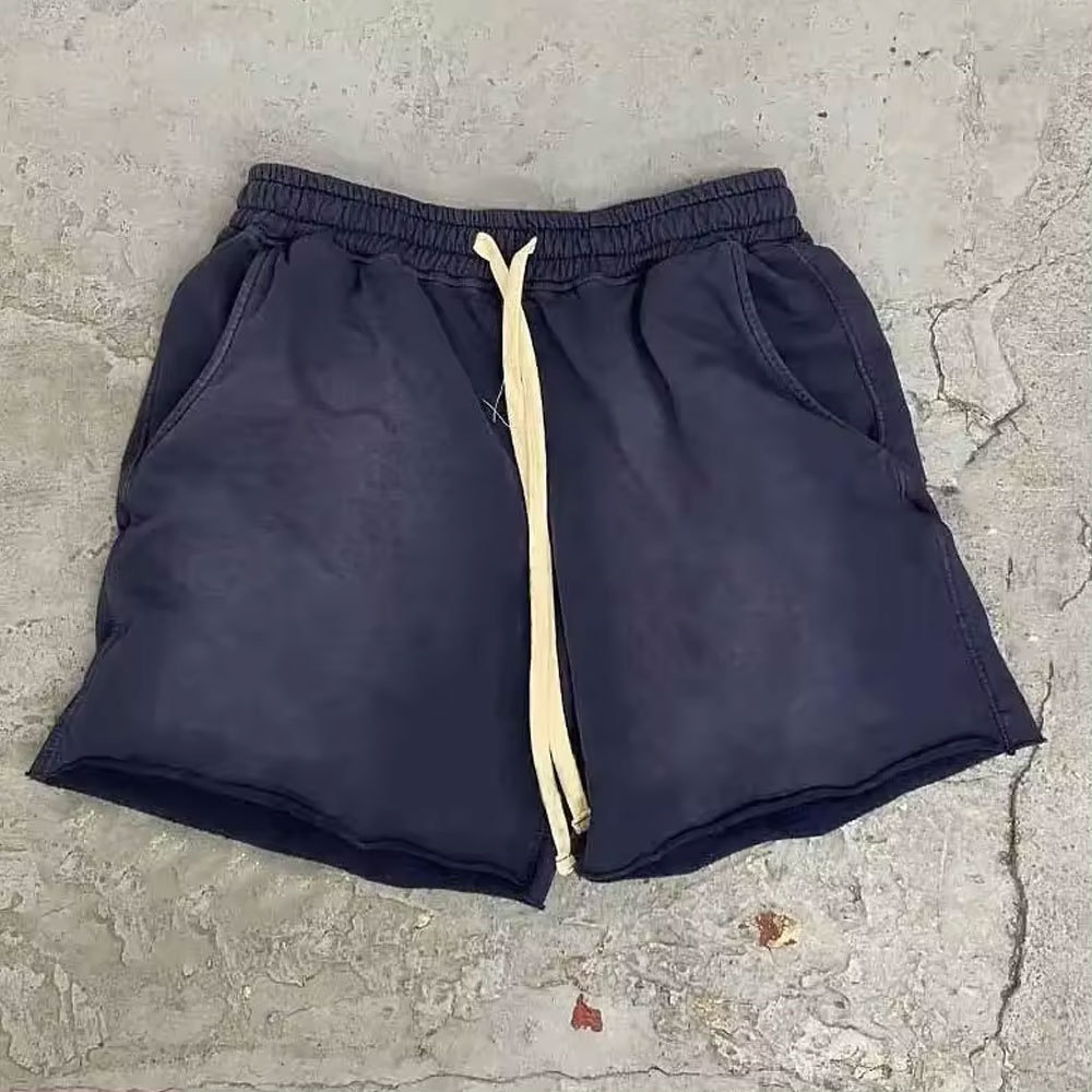 Custom blank sweat shorts drawstring acid wash plain french terry cotton fleece shorts men's sports shorts