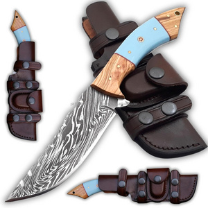 Fixed Blade Knife For Hunters Wholesale price Best Damascus Steel Blade Knife Hunting Skinning Knife With Sheath Belt Loop