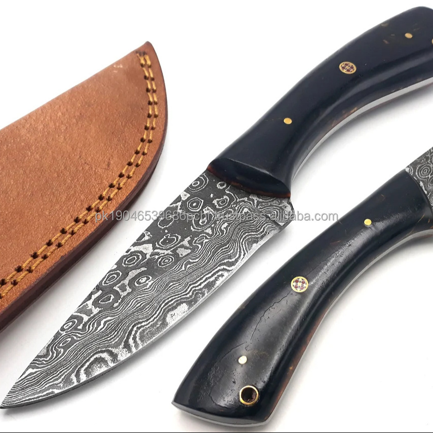 High Quality Pakistan Manufactured Damascus Hunting Knife Wholesale Camping Knife Hunting Outdoor Bushcraft Knife with Sheath