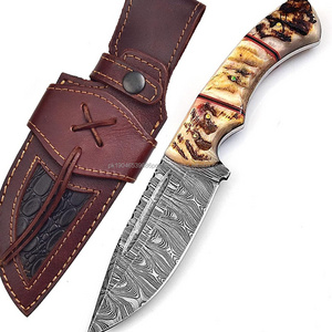 Damascus Steel Pakistan Made High Quality Hunting Knife Finished Product Wholesale Outdoor Hunting Knife Camping Hiking Sheath