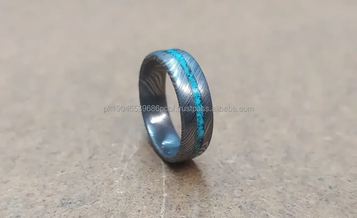 Damascus Wedding Band Damascus Steel Ring Men Wedding Band