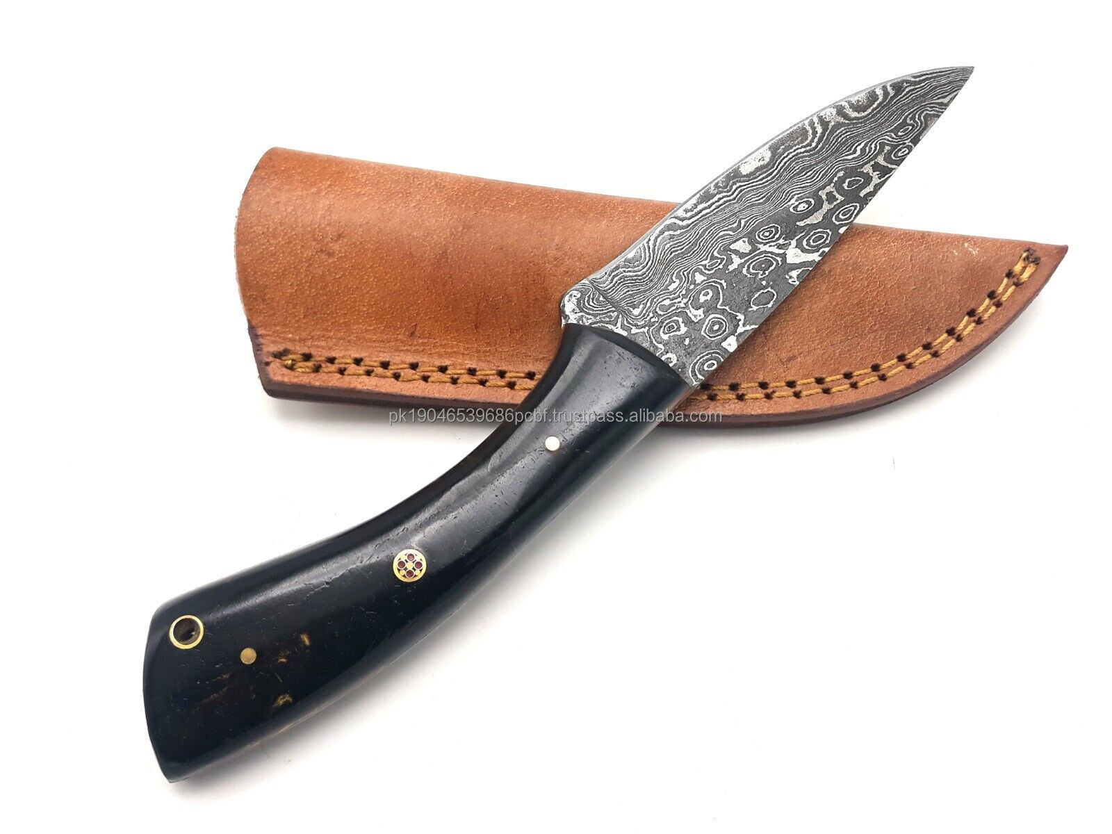 High Quality Pakistan Manufactured Damascus Hunting Knife Wholesale Camping Knife Hunting Outdoor Bushcraft Knife with Sheath