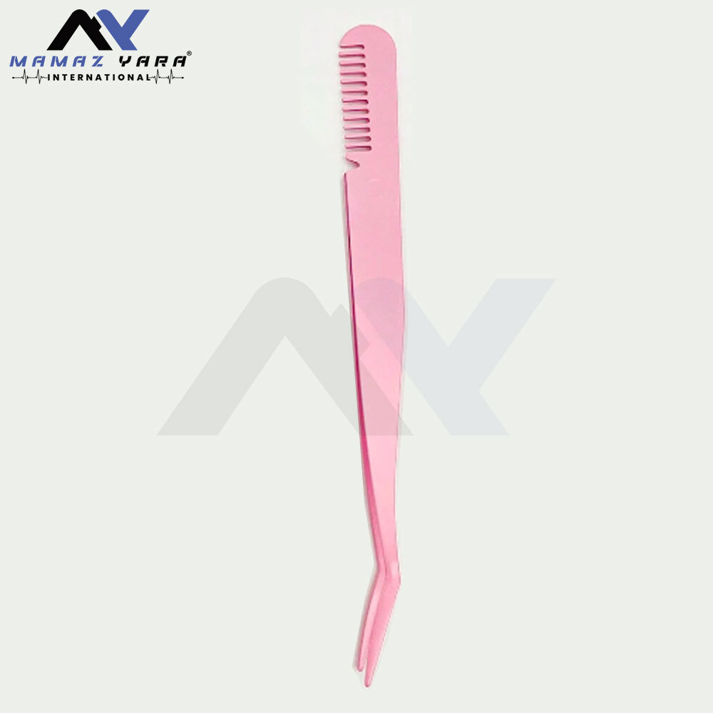 2pcs/set Pink Lash Comb & Seahorse Shaped Clamp False Eyelash Applicator Beauty Tool Seahorse shaped clamp