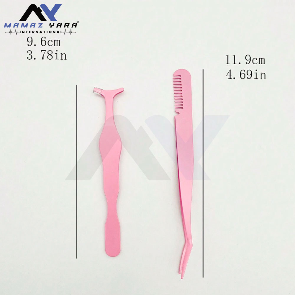 2pcs/set Pink Lash Comb & Seahorse Shaped Clamp False Eyelash Applicator Beauty Tool Seahorse shaped clamp