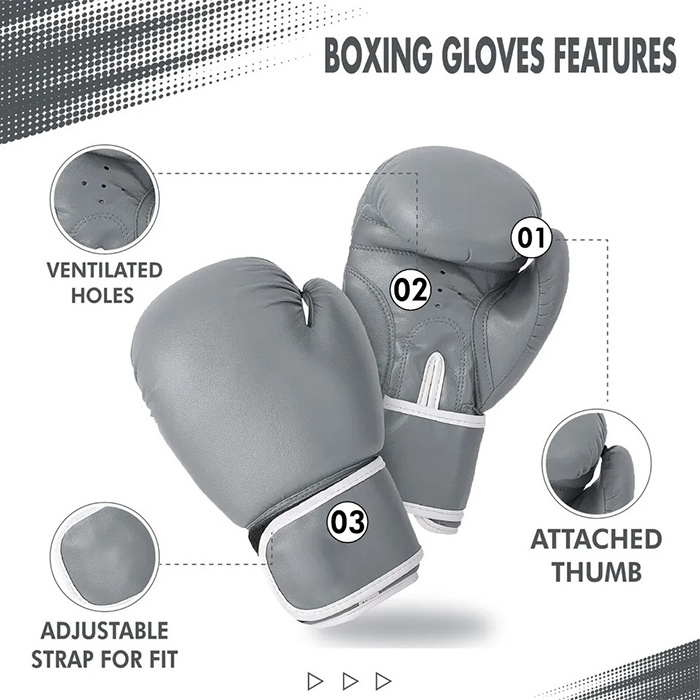 Custom Made Kick Boxing Gloves PU Leather MMA Heavy Punch Bag Sparring Gloves Custom Screen Printing Logo Boxing Gloves