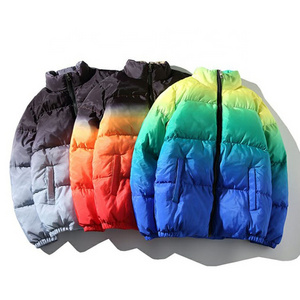 OEM custom logo printed men's winter warm puffer down jacket Custom embroidery patch mens puffer jacket