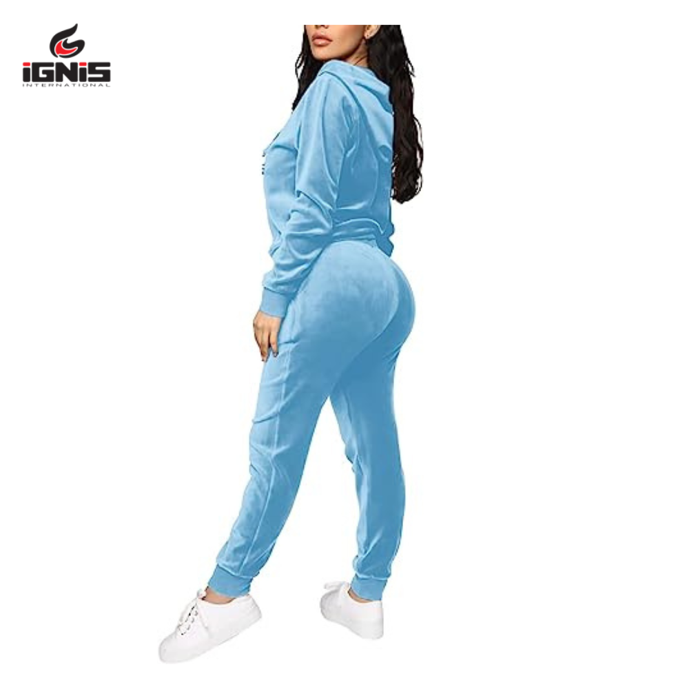 velvet tracksuit for women 2023 custom logo velour sweatsuit sweat track suit jogging suit velour lady tracksuit