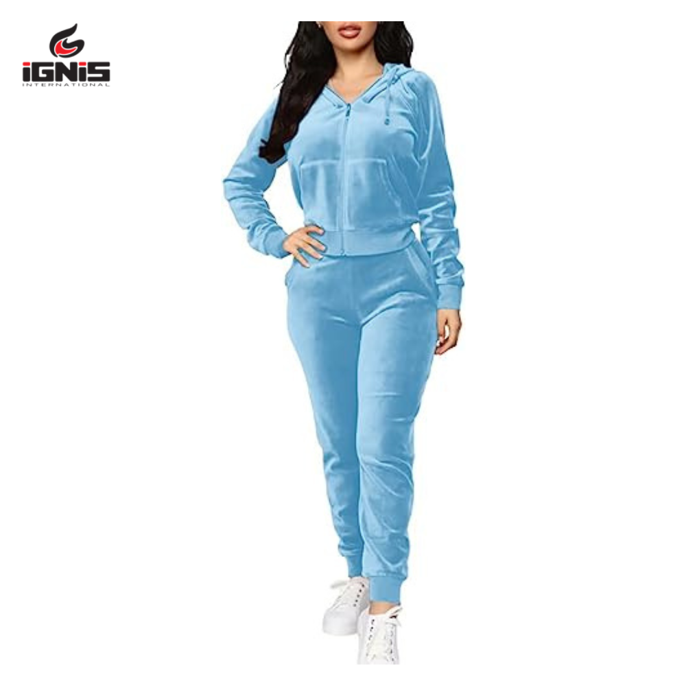 velvet tracksuit for women 2023 custom logo velour sweatsuit sweat track suit jogging suit velour lady tracksuit