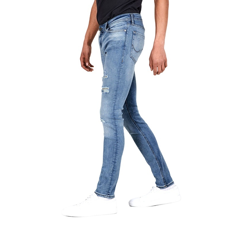 Wholesale Fashion Stock Private Label Jeans Brands Straight Breathable Jeans Men's Stretch Denim Jeans High Elastic Slim Pants