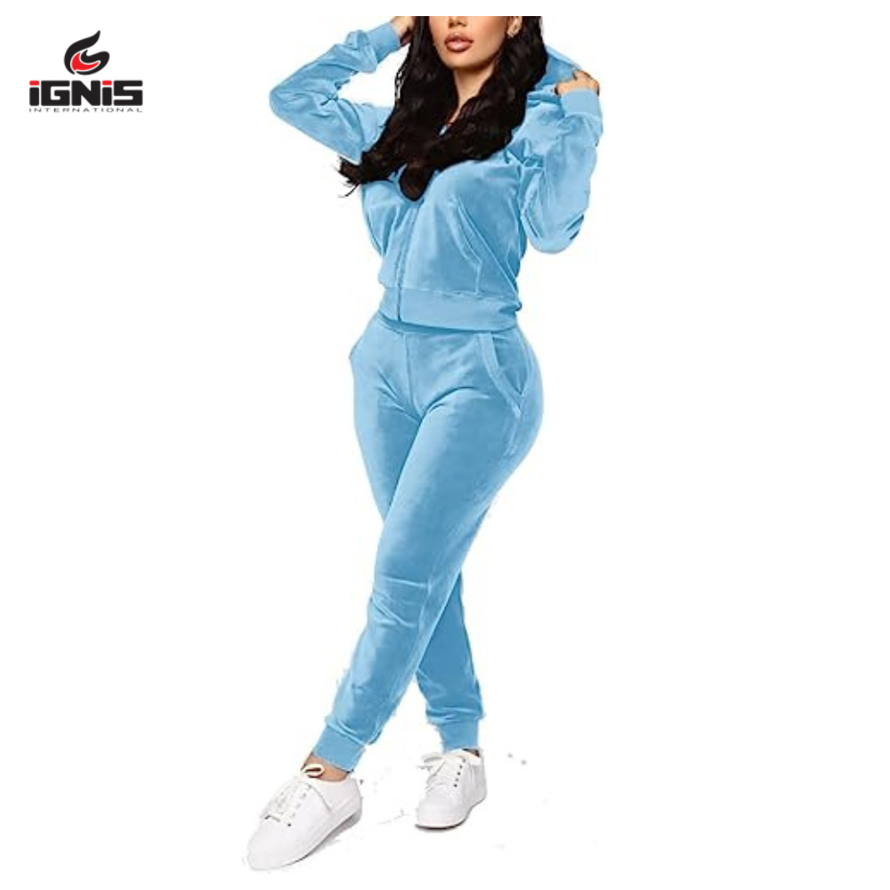 velvet tracksuit for women 2023 custom logo velour sweatsuit sweat track suit jogging suit velour lady tracksuit