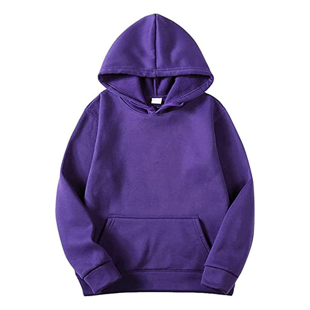 Sportswear Custom Logo Plain Purple Pullover Hoodie And Pants Tracksuits Two Piece Winter Warm Training Plain Sweat suits