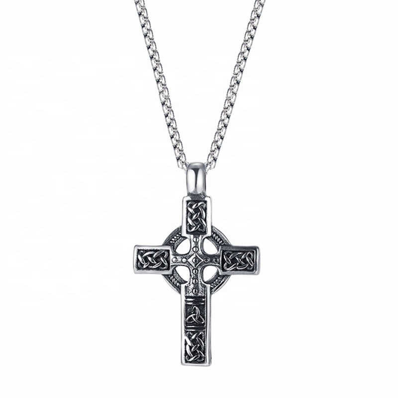 Stainless Steel Celtic Cross Necklace Nordic Viking Necklace Irish Knot Amulet Pendant Triquetra Pendant