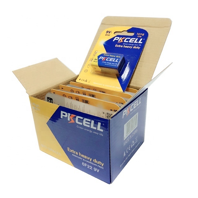 PKCELL brand power plus 9v carbon zinc batteries 9V heavy duty battery super heavy duty bettery 006p 6f22 9v primary dry battery