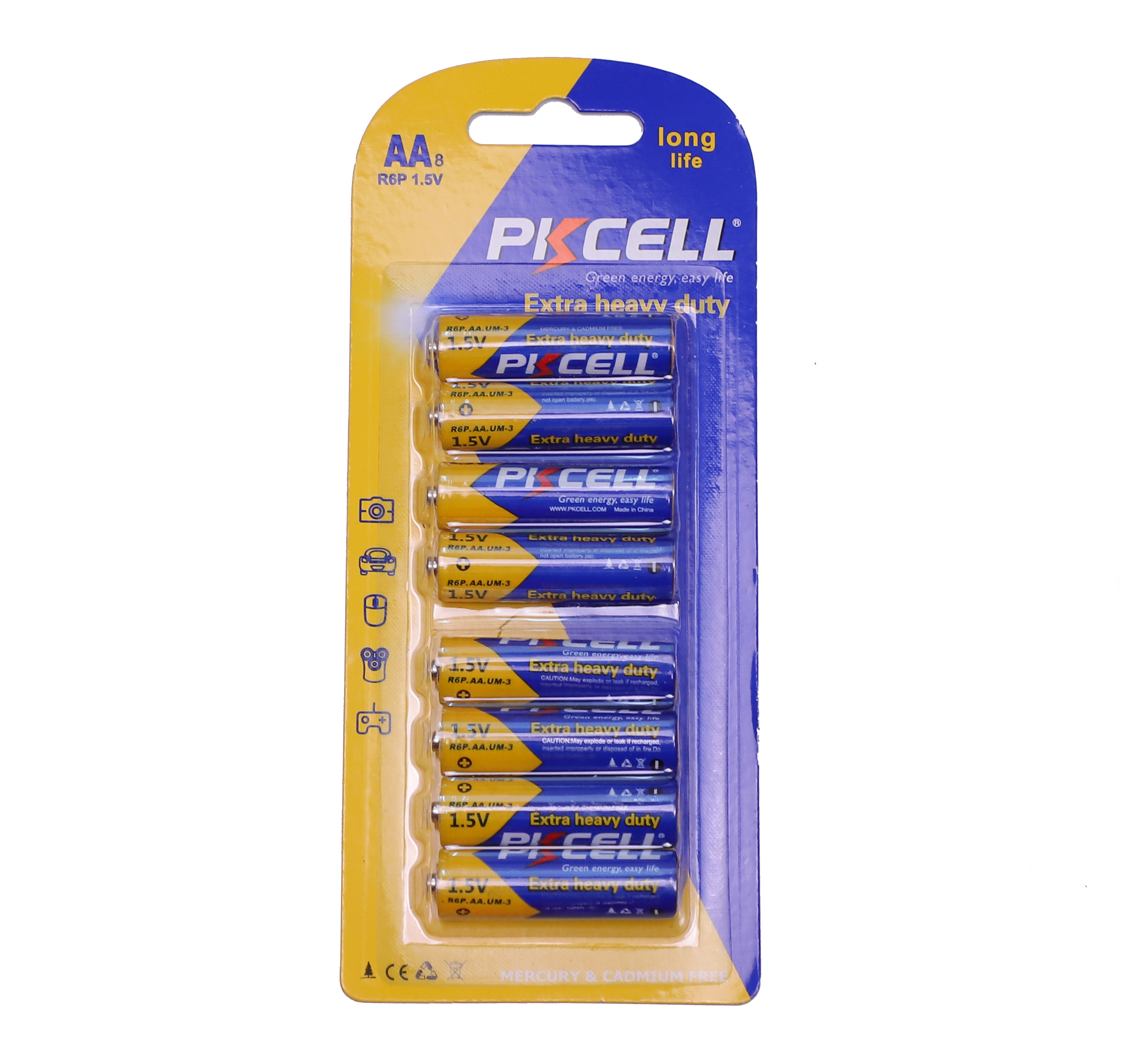 PKCELL carbon zinc r6p um3 aa batteries dry cell battery 1.5v for electric torch flashlight