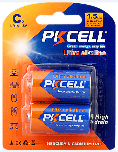 Hot selling pkcell 1.5v c size am2 lr14 alkaline battery for consumer electronics