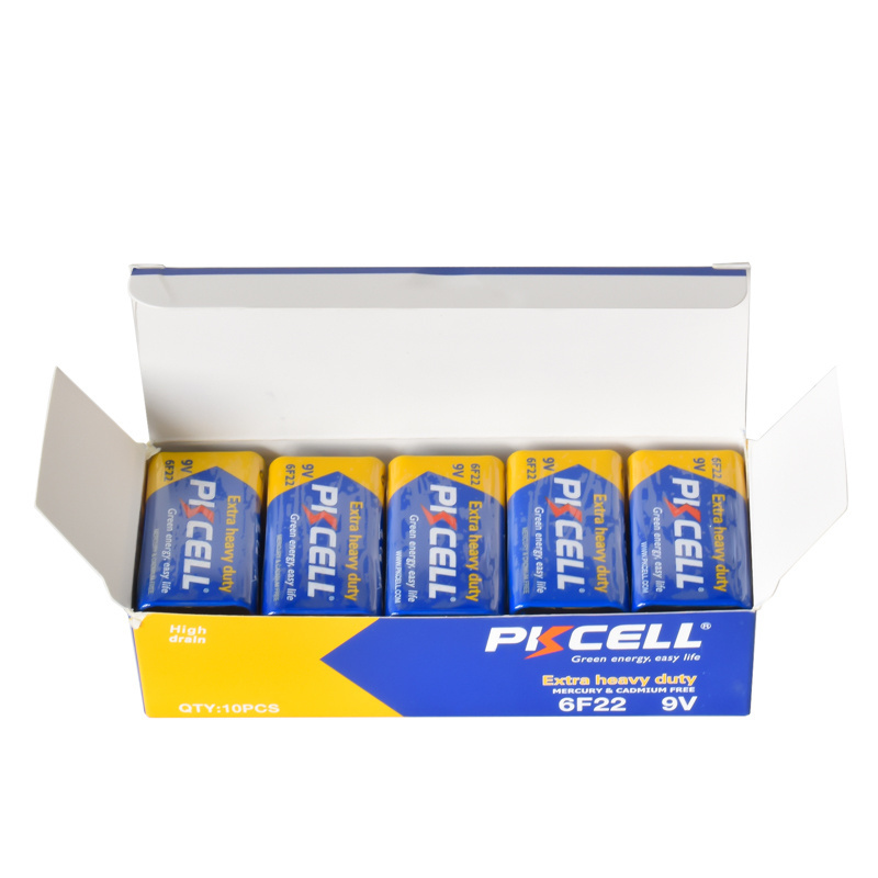 PKCELL brand power plus 9v carbon zinc batteries 9V heavy duty battery super heavy duty bettery 006p 6f22 9v primary dry battery