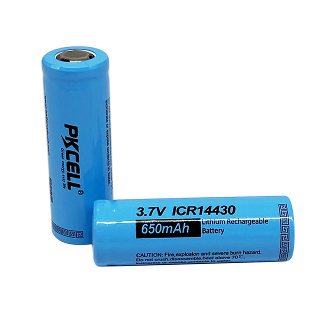 Lithium ion Battery 14430 lithium 3.7v battery 650mAh rechargeable cylinder li-ion batteries