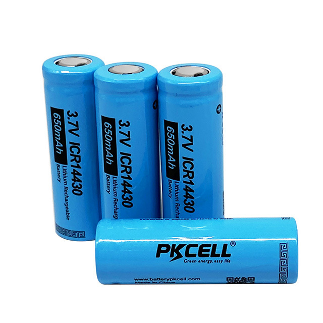 Lithium ion Battery 14430 lithium 3.7v battery 650mAh rechargeable cylinder li-ion batteries