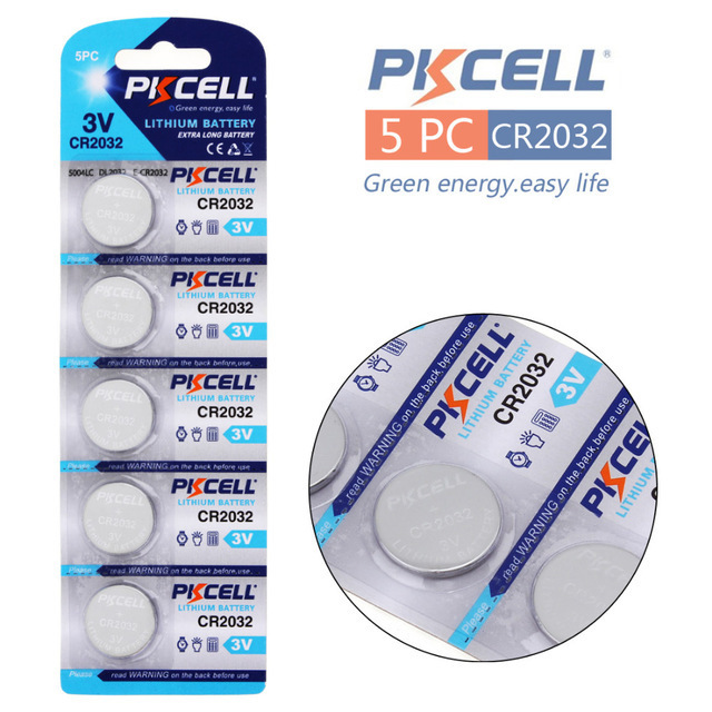 5 years shelf life Pkcell cr2032 batteries 3v button cell batteries cr 2032 for electric scale watch LED lighting