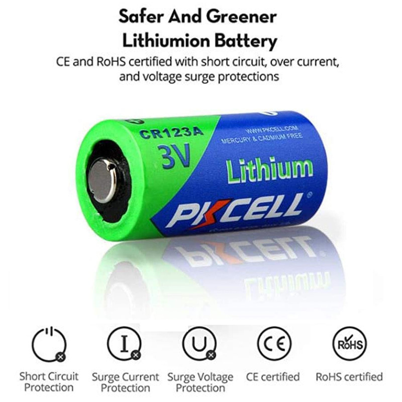 Pkcell CR123A 3V Lithium Batteries for Camera Microphones Flashlight 3V cr123a 123a lithium battery