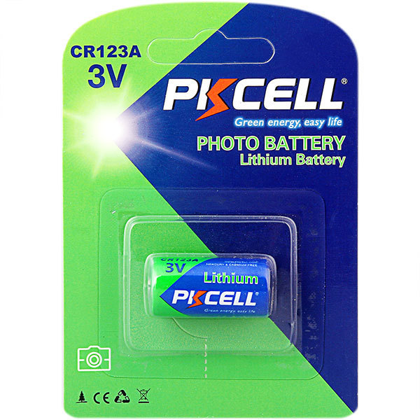 Hot Sale Limno2 PKCELL brand 3 Volt Cr 123A Cr123A Cr17345 1500Mah 3V Photo Lithium Battery