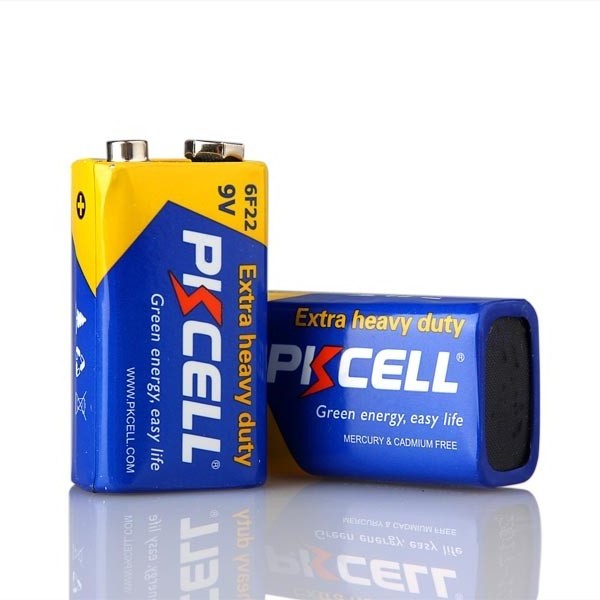 PKCELL Reliable manufacturer Carbon zinc Extra Heavy Duty 9 volt battery 9v 6f22 006p lithium battery Cell for Smoke Alarms