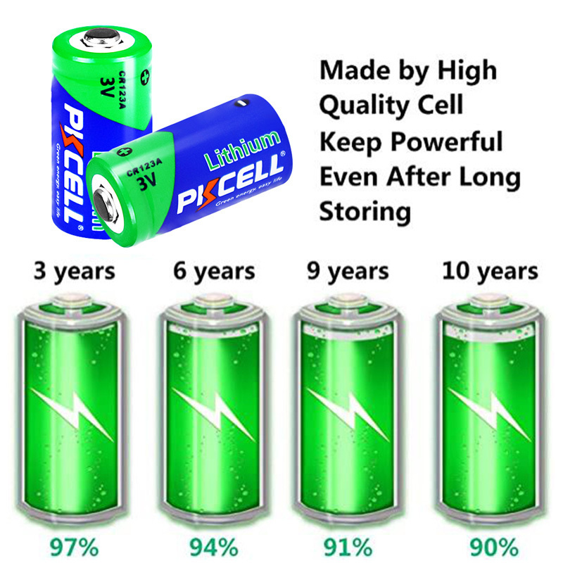 Hot Sale Limno2 PKCELL brand 3 Volt Cr 123A Cr123A Cr17345 1500Mah 3V Photo Lithium Battery